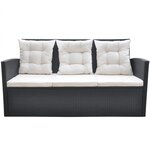 vidaXL Mobilier à dîner de jardin 6Pièces et coussins Résine tressée Noir