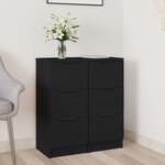 vidaXL Buffets 2 Pièces noir 30x30x70 cm bois d'ingénierie