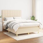 vidaXL Sommier à lattes de lit avec matelas Crème 140x200 cm Tissu