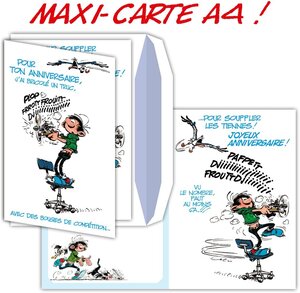 Maxi grande carte géante bon anniversaire gaston lagaffe franquin avec enveloppe