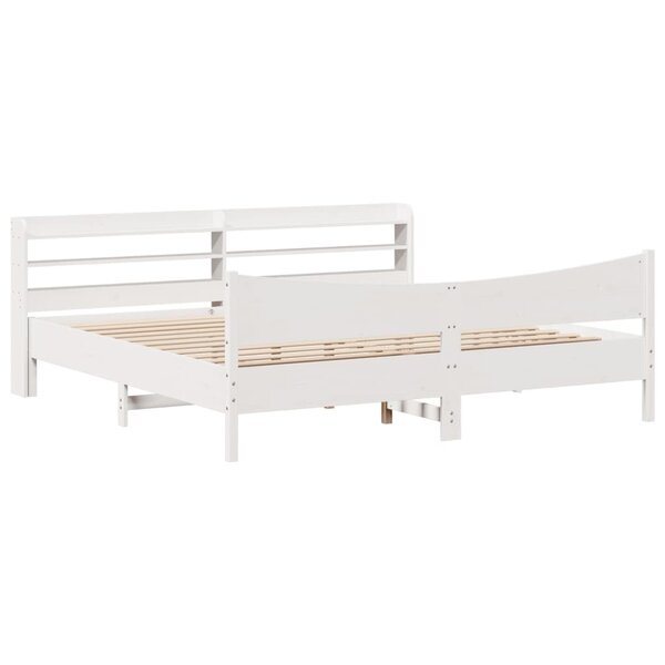 vidaXL Cadre de lit et tête de lit blanc 180x200 cm bois de pin massif