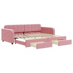 vidaXL Lit de jour avec gigogne et tiroirs rose 90x200 cm velours