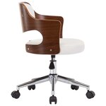 Chaise fauteuil siège pivotante de bureau informatique étude bois courbé et similicuir blanc 02_0024082