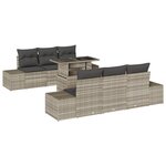 vidaXL Ensemble de Canapés de Jardin de 7 Pièces avec Coussins Gris Clair Poly Rattan