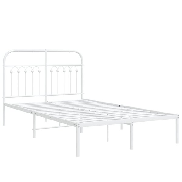vidaXL Cadre de lit métal avec tête de lit blanc 120x200 cm