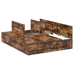 Cadre de lit de rangement vidaXL Chêne fumé 135x190 cm