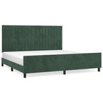 vidaXL Cadre de lit avec tête de lit Vert foncé 200x200 cm Velours
