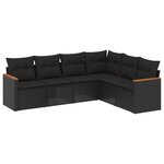 vidaXL Salon de jardin 6 Pièces avec coussins noir résine tressée