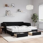 vidaXL Lit de jour avec gigogne et tiroirs noir 90x190 cm velours