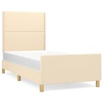 vidaXL Cadre de lit avec tête de lit Crème 80x200 cm Tissu