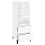 vidaXL Buffet haut Blanc brillant 40x36x110 cm Bois d'ingénierie