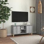 vidaXL Meuble TV avec pieds en bois solide Sonoma gris 103 5x35x50 cm