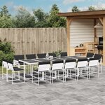 vidaXL Ensemble à manger de jardin avec coussins 15Pièces blanc textilène