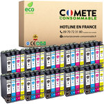 CARTOUCHE d'Encre 29XL pack de 40 - Compatible avec XP EPSON 29XL T29 Fraise - pour EPSON XP235 XP245 XP247 XP332 XP335 XP342 XP345- CARTOUCHES (10 Noir + 10 Cyan + 10 Magenta + 10 Jaune)-COMETE  Marque française