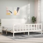 vidaXL Cadre de lit avec tête de lit blanc 200x200 cm bois massif