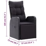 vidaXL Chaise inclinable de jardin et coussin Résine tressée Noir