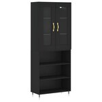 vidaXL Buffet haut Noir 69 5x34x180 cm Bois d'ingénierie