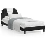 vidaXL Cadre de lit avec lumières LED noir blanc 90x200 cm similicuir