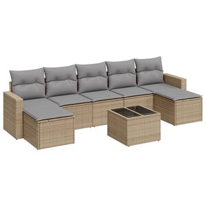 vidaXL Salon de jardin avec coussins 8 Pièces beige résine tressée