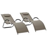 vidaXL Chaises longues Textilène 2 Pièces Taupe et gris