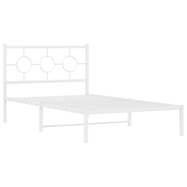 vidaXL Cadre de lit métal avec tête de lit blanc 107x203 cm