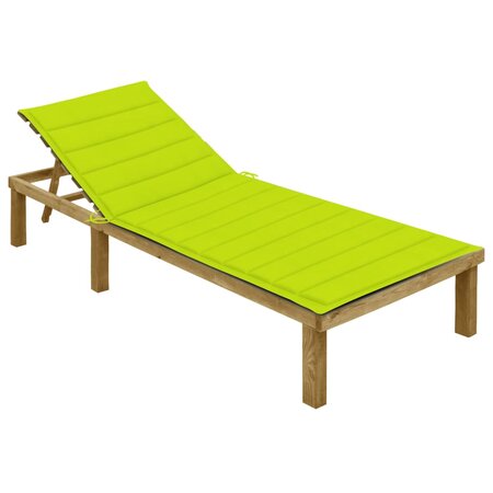 vidaXL Chaise longue avec coussin vert vif Bois de pin imprégné