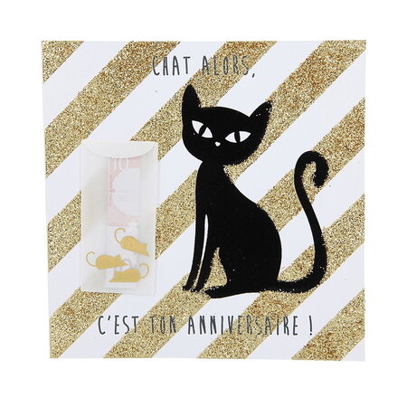Carte de voeux glamour - anniversaire - chat alors  c'est ton anniversaire