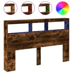 vidaXL Armoire tête de lit avec LED chêne fumé 160x17x102 cm