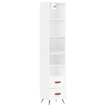 vidaXL Buffet haut Blanc brillant 34 5x34x180 cm Bois d'ingénierie