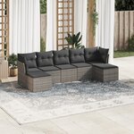 vidaXL Salon de jardin avec coussins 7 Pièces gris résine tressée