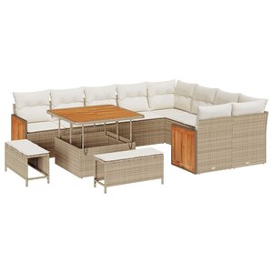 vidaXL Ensemble de canapé de jardin 13 Pièces Beige et crème polyrotin