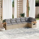 vidaXL Salon de jardin avec coussins 6 Pièces beige résine tressée