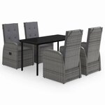 vidaXL Ensemble de salle à manger de jardin avec coussins 5 Pièces Gris