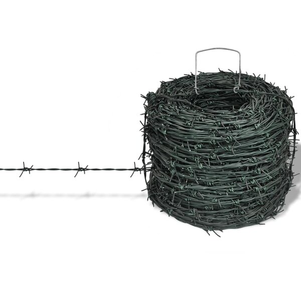 vidaXL Fil de fer barbelé d'enchevêtrement rouleau vert 100 m