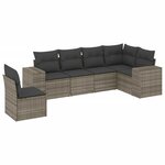 vidaXL Salon de jardin 6 Pièces avec coussins gris résine tressée