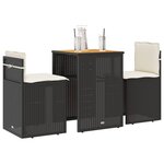 vidaXL Ensemble de bistro 3 Pièces avec coussins noir résine tressée