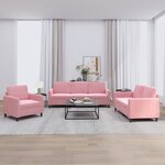 vidaXL Ensemble de canapés 3 Pièces rose velours