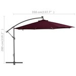 vidaXL Parasol déporté avec lumières LED Rouge bordeaux 350 cm