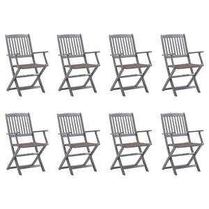 vidaXL Chaises pliables d'extérieur lot de 8 et coussins Bois d'acacia