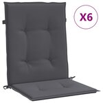 vidaXL Coussins de chaise de jardin à dossier bas lot de 6 anthracite