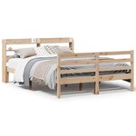 vidaXL Cadre de lit avec tête de lit 150x200 cm bois de pin massif