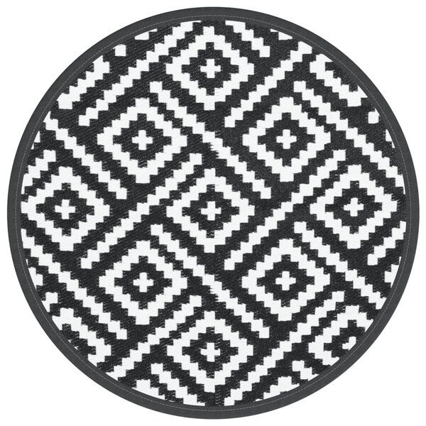 vidaXL Tapis d'extérieur blanc et noir Ø200 cm PP