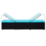 vidaXL Chaises longues de jardin table à thé 3 Pièces Résine tressée Noir