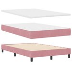 Lit à sommier box avec matelas rose en velours petit double