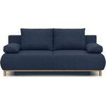 Banquette convertible 3 places MIKA - Tissu bleu foncé - Coffre de rangement - 192 x 84 x 93 cm