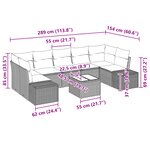 vidaXL Set de Canapé de Jardin 8 Pièces avec Coussins Gris Clair Poly Rattan