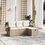 vidaXL Salon de jardin avec coussins 4 Pièces beige résine tressée