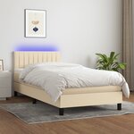vidaXL Sommier à lattes de lit avec matelas LED Crème 90x190 cm Tissu