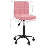 Chaise fauteuil siège pivotante de bureau informatique étude velours rose 02_0024172