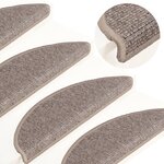vidaXL Tapis d'escalier autocollants 15 Pièces 56x17x3 cm Beige foncé